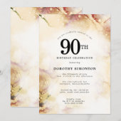 Paars roze goud Abstract 90e verjaardag Kaart (Voorkant / Achterkant)