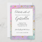 Paars Roze Goud Aqua Glitter Zeemeermin Glitter Kaart (Voorkant)