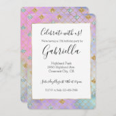 Paars Roze Goud Aqua Glittersirene Glans Kaart (Voorkant / Achterkant)