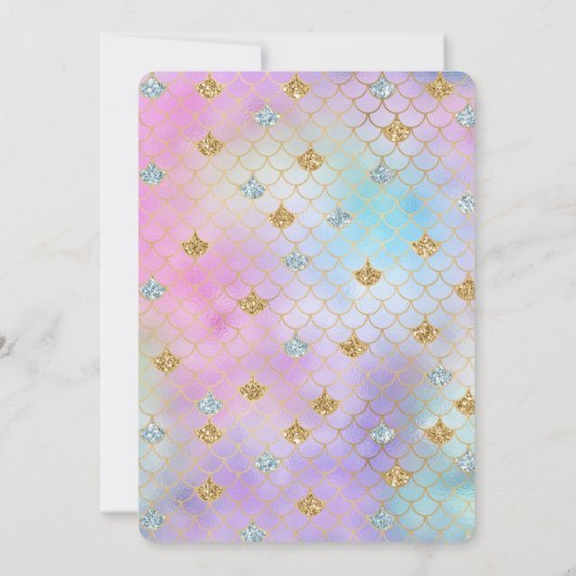 Paars Roze Goud Aqua Glittersirene Glans Kaart (Achterkant)