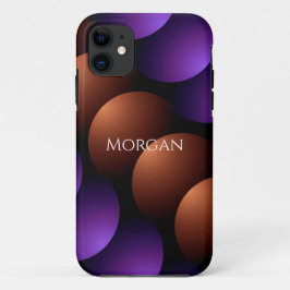 Paars & Roze Goud Halve Cirkels, Naam in Wit Case-Mate iPhone Case