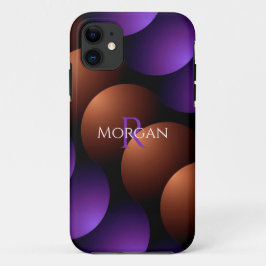 Paars & Roze Goud Halve Cirkels, Naam Monogram Case-Mate iPhone Case