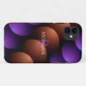 Paars & Roze Goud Halve Cirkels, Naam Monogram Case-Mate iPhone Case (Achterkant (horizontaal))