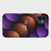 Paars & Roze Goud Halve Cirkels, Naam Witte Script Case-Mate iPhone Case (Achterkant (horizontaal))