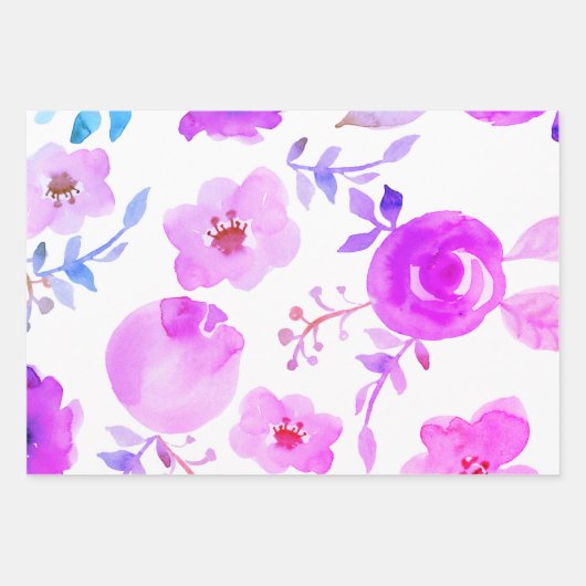 Paars Roze gouddameslantaarns floraal Inpakpapier Vel (Voorkant 3)