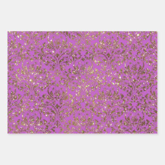 Paars Roze gouddameslantaarns floraal Inpakpapier Vel (Voorkant 2)