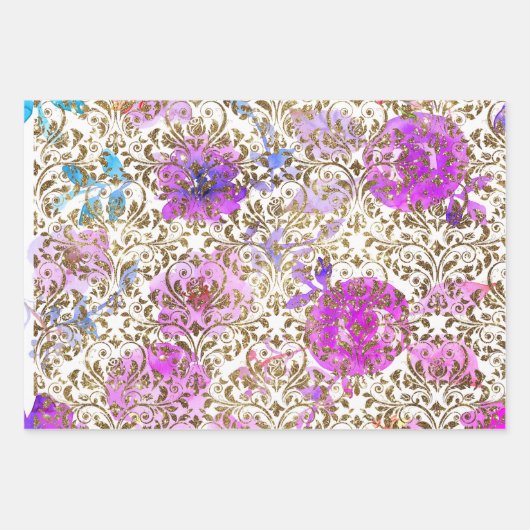 Paars Roze gouddameslantaarns floraal Inpakpapier Vel (Voorkant)