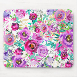 Paars Roze Helder Modern Bloemig Shabby Chic Muismat