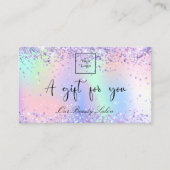 Paars roze holografisch QR-cadeaucertificaat Visitekaartje (Voorkant)