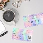 Paars roze holografisch QR-cadeaucertificaat Visitekaartje