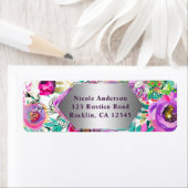 Paars roze, kleurrijk modern Floral Patroon Etiket (Insitu)