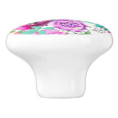 Paars roze, kleurrijk modern Floral Patroon Keramische Knop (Zijkant)