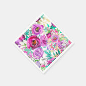 Paars roze, kleurrijk modern Floral Patroon Servet (Hoek)