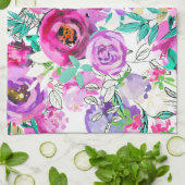 Paars roze, kleurrijk modern Floral Patroon Theedoek (Gevouwen)