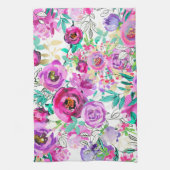 Paars roze, kleurrijk modern Floral Patroon Theedoek (Verticaal)