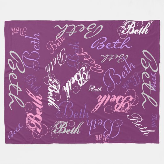 Paars, roze, lavender, bindnaamcollage fleece deken (Voorkant (Horizontaal))