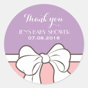 Paars roze lintje Baby shower Dank u Sticker