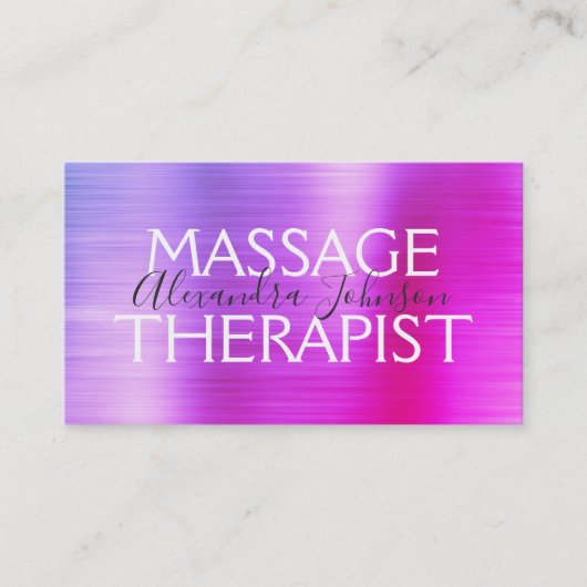 Paars - Roze massageapist in geborsteld metaal Visitekaartje (Voorkant)