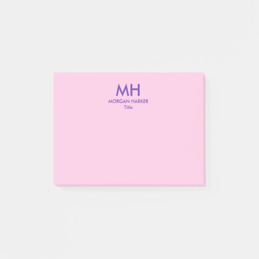 Paars Roze Minimaal Schoon Initiaal Post-it® Notes (Voorkant)