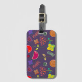 Paars roze moderne bloem bagagelabel (Voorkant (verticaal))