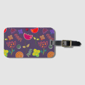 Paars roze moderne bloem bagagelabel (Voorkant (horizontaal))