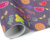 Paars roze moderne bloem cadeaupapier (Rol Hoek)