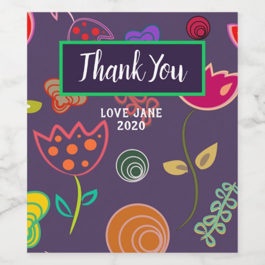 Paars roze moderne bloem wijn etiket (Enkel label)