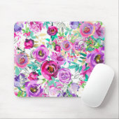 Paars Roze, moderne Floral Shabby Chic Muismat (Met muis)