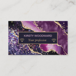 Paars & Roze & Nep Goud Glitter Agate Visitekaartje
