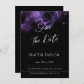 Paars & Roze Nevel Save the Date Kaart (Voorkant / Achterkant)