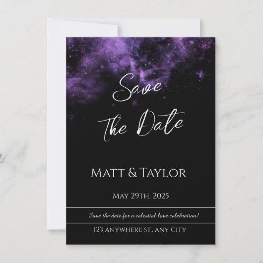 Paars & Roze Nevel 'Save the Date'-kaart Save The Date (Voorkant)