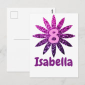 Paars Roze Ombre glitters bloem Aangepaste naam le Briefkaart (Voorkant / Achterkant)