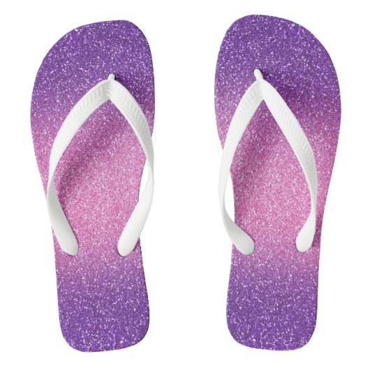 Paars-Roze Ombre Glitters, Paar van Teenslippers (Voetbed)