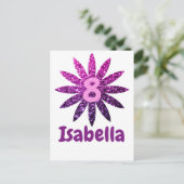 Paars Roze Ombre sparkles flower Eigen naam Briefkaart (Staand voorkant)