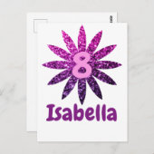 Paars Roze Ombre sparkles flower Eigen naam Briefkaart (Voorkant / Achterkant)