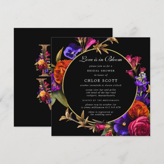 Paars Roze Oranje Floral Love Bloom Vrijgezellenfe Kaart (Voorkant / Achterkant)