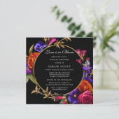 Paars Roze Oranje Floral Love Bloom Vrijgezellenfe Kaart (Staand voorkant)