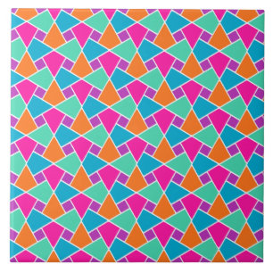 Paars roze Oranje Turquoise Green Islamic Pattern Tegeltje