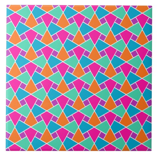 Paars roze Oranje Turquoise Green Islamic Pattern Tegeltje (Voorkant)