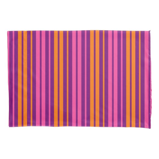 Paars Roze Oranje Verticaal Strepen Design Kussensloop (Voorkant)