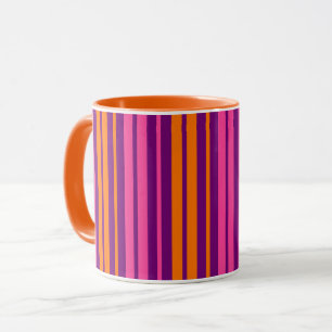 Paars Roze Oranje Verticaal Strepen Design Mok