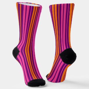 Paars Roze Oranje Verticaal Strepen Design Sokken