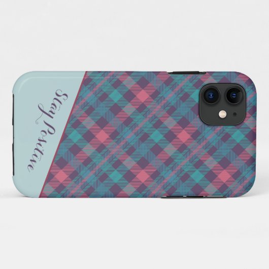 Paars-roze pleister iPhone case (Achterkant (horizontaal))