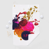 Paars roze rood nisplak monogram golfhanddoek (Insitu)