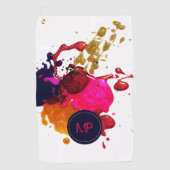 Paars roze rood nisplak monogram golfhanddoek (Voorkant)