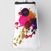 Paars roze rood nisplak monogram golfheadcover (Draai 90)