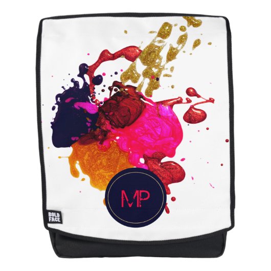 Paars roze rood nisplak monogram rugtassen (Voorkant)