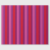 Paars Roze Rood Verticaal Strepen Design Cadeaupapier (Vlak)