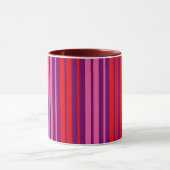 Paars Roze Rood Verticaal Strepen Design   Mok (Midden)
