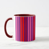 Paars Roze Rood Verticaal Strepen Design   Mok (Links)